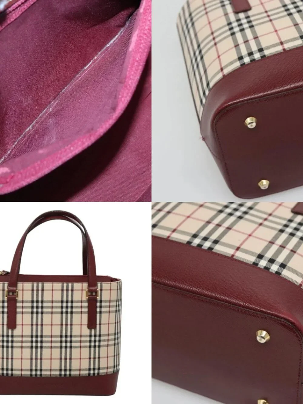 BURBERRY Nova Check Tote Bag Canvas Beige Gold Auth 118162 - Picture 12 of 14